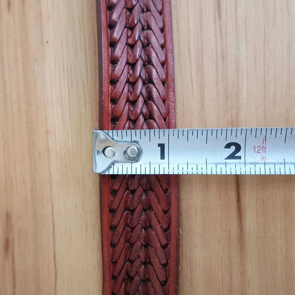 Vintage Levis Brown Braided Belt Womens Size 34 Brass Buckle Western